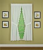 Today's Curtain, Orleans Scallop Curtain, White 72" Panel Pair and Tieback,4-Piece-Set, 60" W x 72" L, White