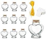zmgmsmh Mini heart jars small heart shaped glass jar with cork lids candy jars bridal shower favors memo jar perfect amount about 3 ounces holding sands, shells,candies etc (10 pcs)