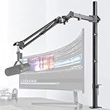 Frgyee Mic Boom Arm, Adjustable Height Overhead Microphone Stand with Heightened Extension Riser for Shure SM7B Blue Yeti HyperX QuadCast S and other Mic