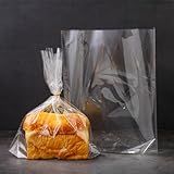 Lesibag 100Pcs 11"x 14" Bottom Gusset Bread Loaf Bags with Ties, Clear Cello Cellophane Bags for Homemade Bread or Bakery