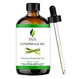 SVA Citronella Essential Oil – 4 Fl Oz – 100% Natural Citronella Oil - for Diffuser, Hair Care, Face, Skin Care, Aromatherapy, Scalp and Body Massage, Soap and Candle Making - with Dropper