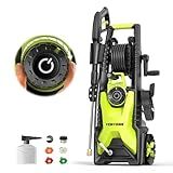 Adjustable 4000 Max PSI Pressure Washer, 2 Max GPM Power Washer with 33 FT Hose Reel, Steel Wand, 500ml Foam Cannon, 4-Nozzle Set, Electric Pressure Washer for Cars, Fences, Patios