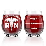 AGMDESIGN Funny Two Sided Good Day Bad Day Don't Even Ask RN Registered Nurse Wine Glass, Gift for Doctor, Medicine, Assistant, Physician, Nurse, Students, Graduation Gifts for Men Women