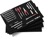 CASOMAN 4PCS Professional Toolbox liner, Trap Mat Universal Tool Drawer Liner, Non-Slip Foam Inserts, Easy Cut, Black, 23.6"x15.7"