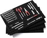 CASOMAN 4PCS Professional Toolbox liner, Trap Mat Universal Tool Drawer Liner, Non-Slip Foam Inserts, Easy Cut, Black, 23.6"x15.7"
