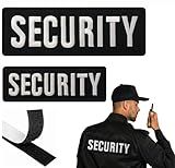 DAMORR | Embroidered Security Patch | Security Badge Hook and Loop for Security Vest | Security Patches for Vest Jacket and Shirt (2 Pack) (One Large & One Small)
