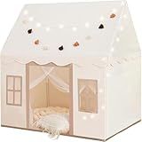 Play Tent with Mat, Star Light, Large Kids Playhouse with Windows Easy to Wash, Indoor and Outdoor Play Tents for Kids, Little Dove Toys for Girls, Boys, 47x40x52 (Beige Playhouse, Large Size)