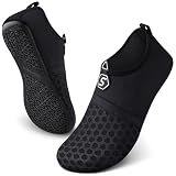 SEEKWAY Water Shoes Quick-Dry Aqua Socks Barefoot Slip-on for Beach Pool Swim River Yoga Lake Surf Women Men Black SK001