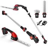 MZK 2-in-1 20V Pole Mini Hedge Trimmer & Grass Shear, 13ft Reach, Electric Hedge Trimmer with Extension Pole, Multi-Angle for Garden, Lawn(Battery and Charger Included),HT08D11
