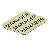 Manager 1 x 3 Name Tag, Brushed Gold (3 Pack)