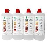 ECOHEAT Fireplace Fuel, Bio-Ethanol, Clean Burning/Eco-Friendly - (1 Gallon = 4 Quarts) for Table Top Fire Pit & Ethanol Fireplaces - Made in USA - 32 oz / 1 L (Pack of 4)