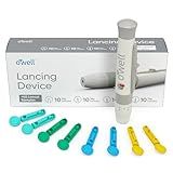 OWELL Lancing Device Kit, Adjustable Diabetic Lancet Device for Blood Sugar Testing, Includes 40 Lancets of 4 Different Gauges for Diabetes Testing