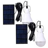 ABZXT Solar Powered Lamp Portable Led Bulb Lights Solar Energy Panel Led Lighting for Camp Tent Night Fishing Emergency Lights Flash 350LM(Pack of 2)