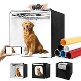 Photo Light Box, Portable 12/16/20/24/32 Photo Studio Light Box, Shooting Tent Kit with 405 Light Beads and 6 Color Backdrops. Lightbox with 3 Stepless Dimming Light Boards for Product Photography