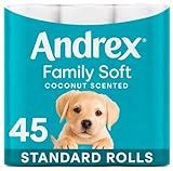 Andrex Coconut Fresh Fragrance Toilet Rolls - 45 Toilet Roll - Bulk Buy Toilet Rolls - Coconut Scented Toilet Rolls for a Fresh and Confident Clean