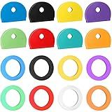 Vibit 16 Pack Colorful Plastic Key Cap Tags and Identifier Covers for Standard Flat House Keys, 2 Styles