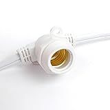 Novelty Lights 100 Feet Heavy Duty Light String with 80 in-Line E17 Sockets, White Wire PVC Commercial Grade Stringer, 15" Spacing, Non-Connectable, No Bulbs