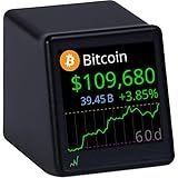 CryptoTicr Bitcoin Ticker - Real-Time Crypto Price Display (1.54" Diagonal) for Top 1,000 Coins Like Bitcoin, Ethereum, Dogecoin, and 997 more. Compact Size, Ideal for Desk or Nightstand. Uses Wi-Fi.