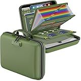 DocSafe Fireproof File Organizer with Lock, Hard-Shell Case Fireproof Document Box with 13 Pocket Accordion File Folder, Portable Home Office Travel Safe Storage for Important Documents Laptop Green
