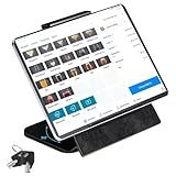 POS VALLEY Kiosk Stand Compatible with iPad – Universal Tablet Holder 8-13 Inch, 360 Rotate, Anti-Theft Lock, Desk Accessories, PreDrilled Mounting Holes - Office Desk Accessories, Checkout, Black