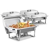 SUPER DEAL 8 Qt Stainless Steel 4 Pack Full Size Chafer Dish w/Water Pan, Food Pan, Fuel Holder and Lid For Buffet/Weddings/Parties/Banquets/Catering Events (4)