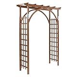 VINGLI 85in Wooden Arbor Garden Arch, Wedding Arch for Ceremony, Wood Trellis for Plant Climbing, Christmas Decor Pergola for Garden Backyard, Lawn (Brown)