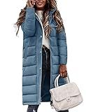 Jyanl Womens Winter Coats Long Puffer Jacket Coat Down Thicken Warm Quilted Jacket Puffy Padded Full Zip Hoodie Coat Side Zipper Hood Outerwear