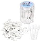 100pcs Pana Brand Cosmetic Make Up Disposable Plastic 2.5" Spatulas Skin Care Facial Cream Mask Spatula (100 Pieces in a Container) (WHITE)