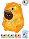 Capybara Squishy Glitter Animal Squeeze Balls Cute Capybara Stress Ball Anxiety Relief Slow Rise Adult Sensory Fidget Tool Gift Sparkling Desk Decor Collectibles Decompression Dough(Orange)