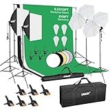 EMART 8.5 x 10 ft Backdrop Support System, Professional Photography Lighting Kit with 50W LED Bulb, Reflector, 6 * 9ft Backdrop *3, Umbrellas&Softbox Lighting Kit for Studio, Portrait, Video Shooting