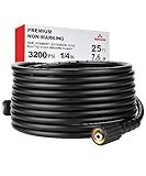 YAMATIC Pressure Washer Hose 25FT 1/4" Kink Resistant M22 Brass Fitting Power Washer Hose Replacement for Ryobi, Troy Bilt, Greenworks, CRAFTSMAN & More High PressureWashers, 3200 PSI