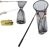 Snake Catcher Net with Secure Drawstring, Rattlesnake Grabber Tool, Reptile Catch Telescopic Pole, 16''-59'' Stainless Steel Extendable Snake Stick&12'' Net Opening for Rattle Snake Removing Catching
