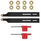 Gluwoer 3/8" SRACR/L1010H06 Lathe Turning Holders Lathe Turning & Profiling Tool Holder,12PCS Kit-2PCS Metal Lathe Tools Holder 10PCS RCMT0602 Round Carbide Milling Insert for Metal Steel