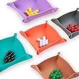 Collapsible Board Game Storage Bowls, Portable Folding Tray Accessory Holds Tabletop Bits, Components, Pieces, Dices for Classic & Modern Gaming, RPG Roleplaying (5-Pack) (Macoron Color)