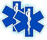 (2) REFLECTIVE Star of Life Hard Hat Stickers | Fire Rescue Helmet Motorcycle Vinyl Decals | Paramedic EMT Ambulance Labels Badges CPR AED First Aid Nurse RN DMT