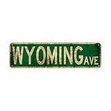 Road Fence Estate Gate Guide Tin Sign Wyoming Ave Street Sign Rustic Vintage Metal Decor Wall Shop Man Cave Bar 4x16 inches
