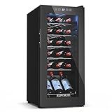 ROVSUN 18 Bottle Wine Fridge, Freestanding Compressor Wine Cooler Refrigerator, Beverage Wine Chiller with Digital Temperature Control & Double-layer Glass Door for Red White Wine, Champagne, Beer