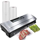 POTANE Precision Vacuum Sealer Machine, Powerful Pro Vacuum Food Sealer, 8-in-1 Easy Presets, 4 Food Modes, Dry&Moist&Soft&Delicate with Starter Kit, Compact Design(Silver)