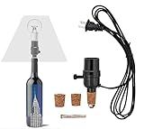 VINO LIGHT Bottle lamp kit, with 9mm Glass Drill bit, Works with Wine Bottle or Any Other Glass Liquor Bottles, UNO Slip-on Socket 8 ft Black Cord UL Listed lamp Wiring Parts.