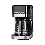 Amazon Basics Programmable 12 Cup Drip Coffee Maker, Coffee Machine with Glass Coffee Pot (1.9 Qt), Auto Shut-off, Touch Screen, Auto Pause, Removable Filter Basket, Black & Silver