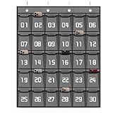 Loghot Classroom Accessories Closet Pocket Chart for Cell Phones Holder Wall Door Hanging Organizer (30 Pockets Gray)