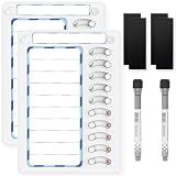 Chore Chart for Kids Dry Erase Chore Board ADHD Tools for Kids to Do List Checklist Task Board Routine Chart Planning Board for Fridge with 10 Sliders and Magnetic Marker, White and Blue, 2 Pack