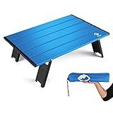 VILLEY Portable Mini Folding Beach Table, Ultralight Aluminum Side Table with Carry Bag for Camping, Picnics, and Outdoor Activities - Blue