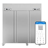 VEECOOL Commercial Refrigerator Freezer Combo WiFi with Smart App Control, 72" 54 Cu.Ft Dual Temperature Upright Freezer, 3 Door 3 Section Stainless Steel Reach in Fridge for Restaurant Church School