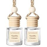 HoogaLife Car Air Freshener Diffuser 2 Pack Hanging Air Freshener Diffuser - Vanilla Cream Fragrance Oil Air D iffuser for Car, 45+ days Long Lasting Fragrance Made in USA C ar Air Fresheners (V54)
