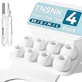 TNSNK [4 Pairs] Replacement Ear Tips for Airpods Pro 1st /2nd (2019/2022/2023) with Noise Reduction Hole,Built-in dust Guard Screen Silicone Ear Tips - 4 Sizes(XS/S/M/L),White