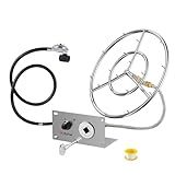 Skyflame 24" Jet Burner Ring Kit, Stainless Steel Double-Round Burner Installation Kit for Propane, Including Propane Connection Hose and Ignition Kit for Outdoor Fire Pit Insert DIY Accessories