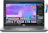 Dell 2025 Precision 3490 Mobile Workstation AI PC Laptop (14" FHD, Intel 16-Core Ultra 7 155H (> i9-12900H), 32GB DDR5, 1TB SSD) Business, Engineer, IST HUB, Thunderbolt 4, 1080p Webcam, Win 11 Pro