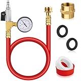 RV Winterizing Kit, 59'' Sprinkler Winterization Kit, Winterize Blowout Adapter with Integrated Pressure Gauge, RV Winterize Hose with 1/4" Quick Connect Plug, for RV, Camper, Boat, Travel Trailer