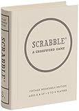 WS Game Company Scrabble Vintage Bookshelf Edition Linen Fabric-Wrapped Book Case with Solid Wood Tiles and Racks, Classic Retro Scrabble Board Game for Family Night, 2 to 4 Players, Ages 8+
